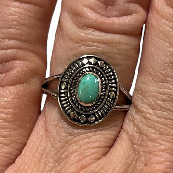 Natural Turquoise Ring 925 Sterling Silver US Size 7 - Picture 3 of 5